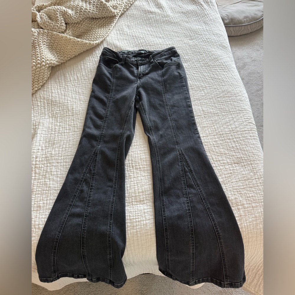 High rise flare black denim by Wild Fable